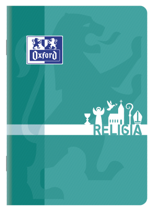 OXFORD ZESZYT PRZEDMIOTOWY RELIGIA - A5 - miękka kartonowa okładka - zszywki - kratka 5x5 mm z marginesem - 60 kartek - miks kolorów - 400150842_1100_1686153549