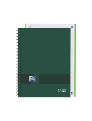 OXFORD & YOU Europeanbook 1 - A4+ - Tapa Extradura - Cuaderno espiral microperforado W&E - 5x5 - 80 Hojas - SCRIBZEE - VERDE MILITAR - 400158919_1101_1686162554