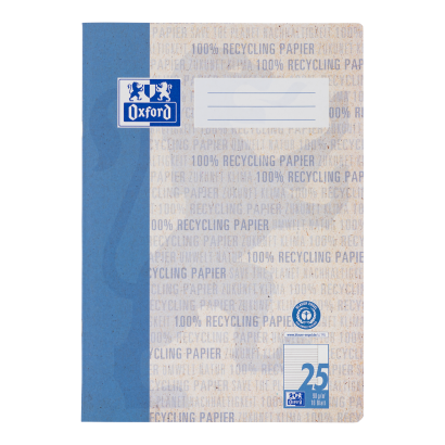 Oxford Recycling Schulheft - A4 - Lineatur 25 (liniert mit breitem, weißem Rand rechts) - 16 Blatt - OPTIK PAPER® 100% recycled - geheftet - blau - 400158978_1100_1686159571