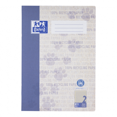 Oxford Recycling Schulheft - A4 - Lineatur 2 - 16 Blatt - 90 g/m² OPTIK PAPER® 100% recycled - geheftet - dunkelblau - 400159465_1100_1652263514