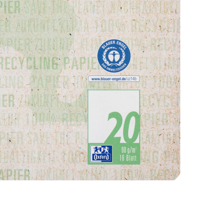Oxford Recycling Schulheft - A4 - Lineatur 20 (blanko) - 16 Blatt - 90 g/m² OPTIK PAPER® 100% recycled - geheftet - dunkelgrün - 400159475_1100_1686159584 - Oxford Recycling Schulheft - A4 - Lineatur 20 (blanko) - 16 Blatt - 90 g/m² OPTIK PAPER® 100% recycled - geheftet - dunkelgrün - 400159475_2500_1686162186 - Oxford Recycling Schulheft - A4 - Lineatur 20 (blanko) - 16 Blatt - 90 g/m² OPTIK PAPER® 100% recycled - geheftet - dunkelgrün - 400159475_2300_1686162699