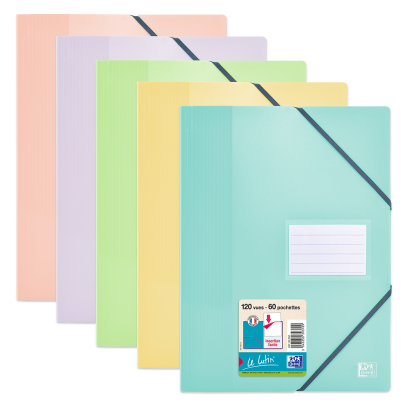 OXFORD SCHOOL LIFE PASTEL DISPLAY BOOK - A4 - 60 pockets - Polypropylene - Opaque - Elasticated - Assorted colors - 400162860_1200_1686159870