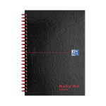 Oxford Black n' Red A5 Glossy Hardback Wirebound Notebook Ruled 140 Page Recycled Black Scribzee-enabled -  - 100080113_1100_1678202641