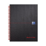 Oxford Black n' Red A5+ Matt Hardback Wirebound Notebook Ruled with Margin 140 Page Black Scribzee-enabled -  - 100080192_1100_1678276477