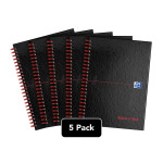 Oxford Black n' Red A5 Glossy Hardback Wirebound Notebook Ruled 140 Page Black Scribzee-enabled -  - 100080220_1103_1676929445