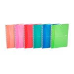OXFORD Office My Colours Notebook - A4 – Omslag af polypropylen – Dobbeltspiral – Linjeret – 180 sider – SCRIBZEE®-kompatibel – Assorterede farver - 100104241_1400_1709630185