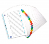 OXFORD witte kartonnen tabbladen met gekleurde tabs - A4 XL - 20 tabs - bedrukt A-Z - 11 gaats - wit - 100204603_1100_1585130070