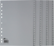 OXFORD kunststof tabbladen - A4 - 100 tabs - bedrukt 1-100 - 11 gaats - grijs - 100204663_1100_1586941043