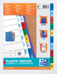 OXFORD Intercalaires couleurs plastique - A4 - 10 onglets - Imprimé 1-10 - 11 Trous - Assortis - 100204761_1100_1586858294