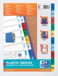 OXFORD Intercalaires couleurs plastique - A4 - 10 onglets - Imprimé 1-10 - 11 Trous - Assortis - 100204761_1100_1676970051