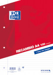 OXFORD CLASSIC Recambio - A4 - Paquete hojas sueltas - 1 Línea con margen - 100 Hojas - ROJO - 100430210_1100_1648640259