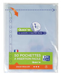 OXFORD Quick'in PUNCHED POCKET - Bag of 50 - A4 - Polypropylene - 50µm - Smooth - Clear - 400008916_1100_1677216376