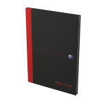 OXFORD Black n' Red Notebook - A4 - Hardback Cover - Casebound - Ruled - 192 Pages - Black - 400047606_1300_1686109148