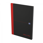 OXFORD Black n' Red Gebonden Boek - A4 - Harde kartonnen kaft - Gebonden - Geruit 5mm - 96 Vel - Zwart - 400047607_1300_1661362290