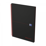 OXFORD Black n' Red Notebook - A4 - Hardback Cover - Twin-wire - Ruled - 140 Pages - SCRIBZEE Compatible - Black - 400047608_1300_1661363252