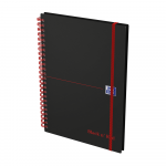OXFORD Black n' Red Cahier - A5 - Couverture polypro - Reliure intégrale - Ligné - 140 pages - Compatible SCRIBZEE® - Noir - 400047655_1300_1661369883