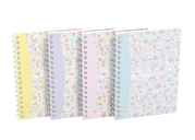OXFORD GO Floral Notizblock - A6 - weiße Doppelspirale - 50 Blatt - Optik Paper - mit Mikroperforation - kariert 5x5 mm - 4 Designs sortiert - 400094826_1400_1689610275