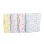OXFORD GO Floral Notizblock - A6 - weiße Doppelspirale - 50 Blatt - Optik Paper - mit Mikroperforation - kariert 5x5 mm - 4 Designs sortiert - 400094826_1400_1709630354