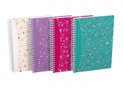 OXFORD Floral Notebook - A5+ – hård rygg – dubbelspiral – smallinjerad –120 sidor – SCRIBZEE ® kompatibel – blandade färger - 400094953_1400_1620724421
