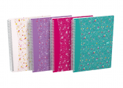 OXFORD Floral Notebook - B5 – hardt omslag – dobbel wire – linjert – 120 sider – SCRIBZEE®-kompatibel – assorterte farger - 400094959_1400_1620724439