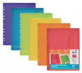 OXFORD PUNCHED POCKETS WITH VELCRO - Bag of 6 - A4 - Polypropylene - 200µ - Assorted colors - 400099574_1200_1574075424
