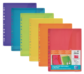 OXFORD PUNCHED POCKETS WITH VELCRO - Bag of 6 - A4 - Polypropylene - 200µ - Assorted colors - 400099574_1200_1686093154