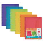 OXFORD PUNCHED POCKETS WITH VELCRO - Bag of 6 - A4 - Polypropylene - 200µ - Assorted colors - 400099574_1200_1709025861