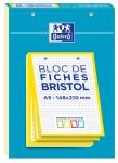 OXFORD FICHES BRISTOL  - A5 - Bloc couverture carte - Perforées - Petits carreaux 5x5mm - 30 fiches - Cadre Jaune - 400100550_1100_1638444094
