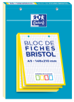 OXFORD FICHES BRISTOL  - A5 - Bloc couverture carte - Perforées - Petits carreaux 5x5mm - 30 fiches - Cadre Jaune - Compatibles Scribzee - 400100550_1100_1686159101