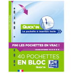 OXFORD QUICK'IN PUNCHED POCKETS - Pad of 40 - A4 - Polypropylene - 90µ - Smooth - Clear - 400124779_1100_1710236479