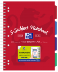 OXFORD 5 SUBJECT NOTEBOOK - A4+ - Laminated Board Cover - Twin Wire - 200 pages- 4 removeable PP Dividers - 400128543_1101_1573142711