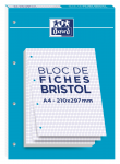 OXFORD FICHES BRISTOL - A4 - Bloc couverture carte - Perforées - Petits carreaux 5x5mm - 30 fiches - Blanches - 400131072_1100_1638445109