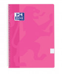 OXFORD CLASSIC Cuaderno espiral - Fº - Tapa de Plástico - Espiral - 4x4 con margen - 80 Hojas - FUCSIA PASTEL - 400133568_1103_1580382893