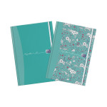 OxfordFloral and Teal A5 Hard Cover Casebound Notebook, Ruled with Margin, 144 Pages -  - 400135332_1103_1676971815