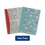 Twin Pack Oxford Floral/Bloom A5 Hard Cover Wirebound Notebook, Ruled with Margin, 140 Pages, Scribzee Enabled -  - 400139958_1200_1677170244