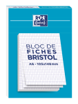 OXFORD FICHES BRISTOL - A6 - Bloc couverture carte - Non perforées - Petits carreaux 5x5mm - 30 fiches - Blanches - Compatibles Scribzee - 400156164_1100_1686144849
