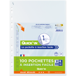 POCHETTES PERFOREES OXFORD QUICK'IN - Sachet de 100 - A4 - Polypropylène - 50µ - Lisse - Incolore - 400156545_1100_1706608468
