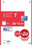 OXFORD CLASSIC Recambio 1 Color - A4 - Recambio paquete - 1 Línea - 120 Hojas - SCRIBZEE - ROJO - 400158166_1100_1686165969