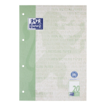 OXFORD Recycling Schulblock - A4 - kopfgeleimt - 50 Blatt - Lineatur 20 (blanko) - 4-fach gelocht - 400159590_1100_1685151424