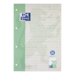 OXFORD Recycling Schulblock - A4 - kopfgeleimt - 50 Blatt - Lineatur 20 (blanko) - 4-fach gelocht - 400159590_1100_1686159632