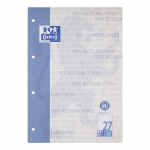 Oxford Recycling Schulblock - A4 - Lineatur 27 (liniert mit Rand links und rechts) - 50 Blatt - 90 g/m² OPTIK PAPER® 100% recycled - 4-fach gelocht - kopfgeleimt - stabile Kartonunterlage - blau - 400159592_1100_1646324439