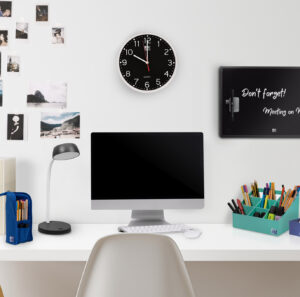 lámpara flexible click y reloj silencioso calm de Oxford para escritorio