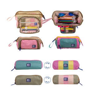 Estuches colorblock safari rosa y bubblegum e Oxford maxi y reversibles