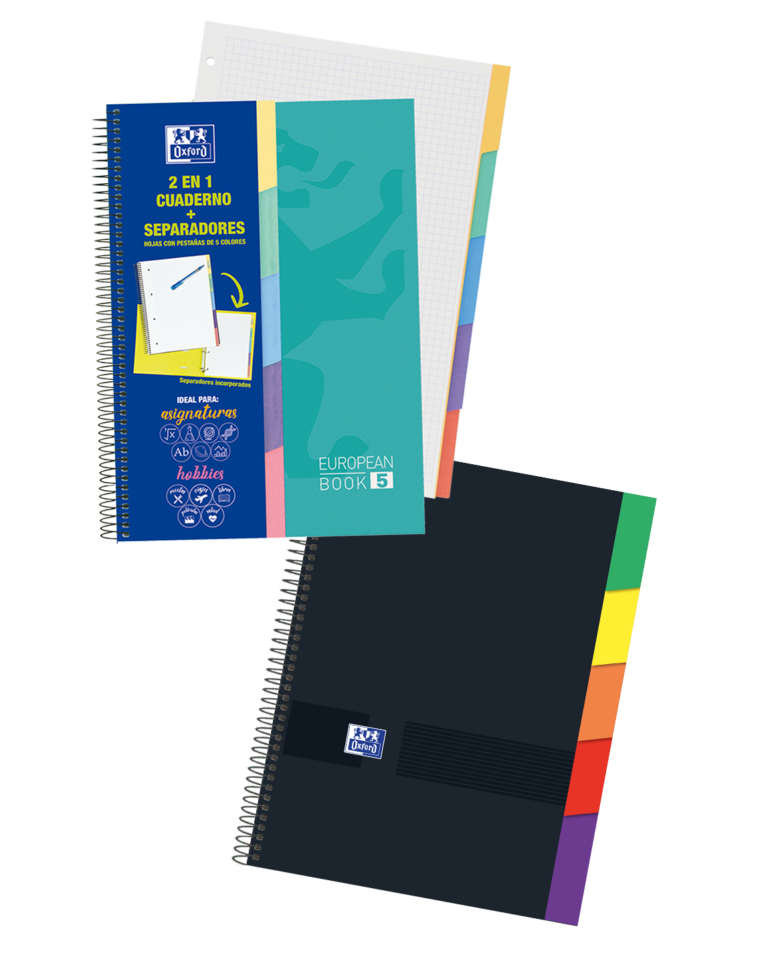 Cuadernos Europeanbook5 pestañas colores Oxford